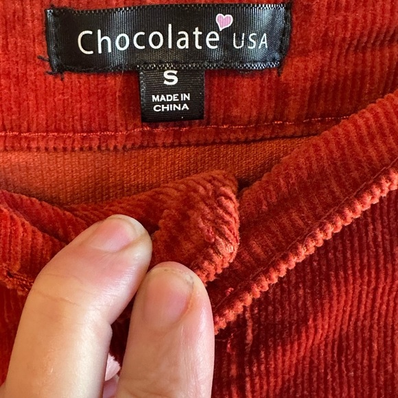 Chocolate USA Burnt Orange Corduroy Button-Front Retro Y2K Mini Skirt Sz S - Picture 3 of 8